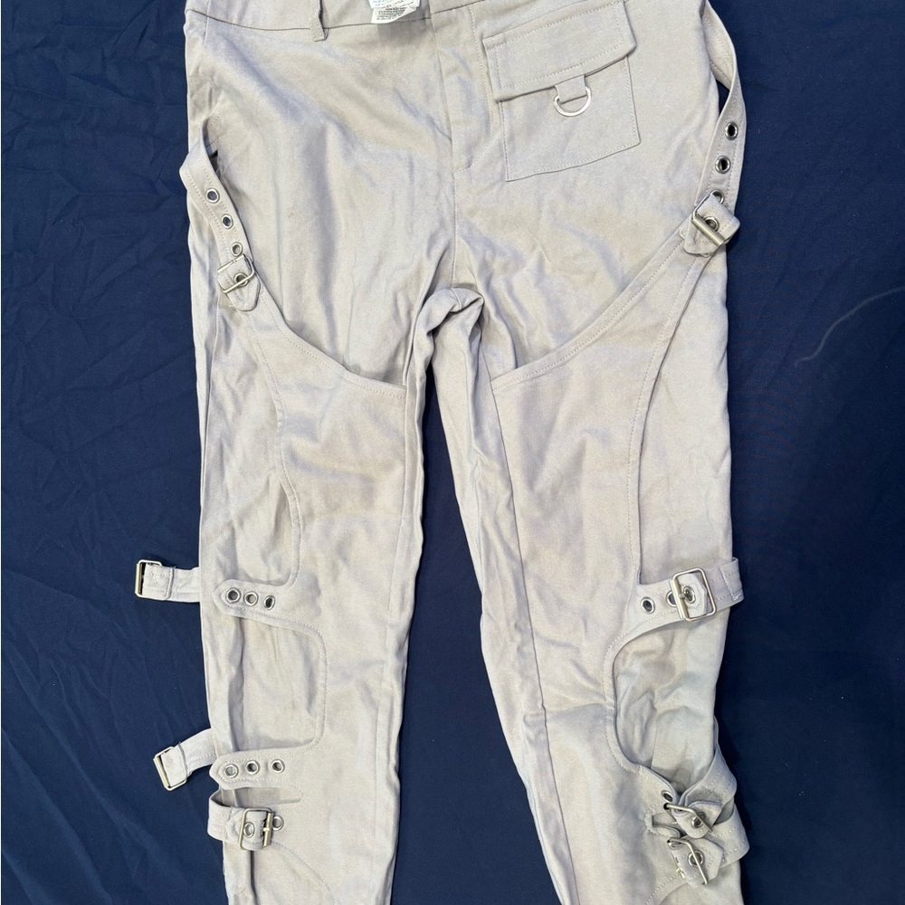 Stylish Gray Buckle Pants
